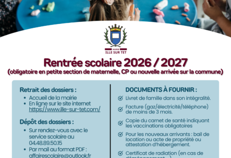 Affiche pour l'inscription scolaire de l'année 2026-2027