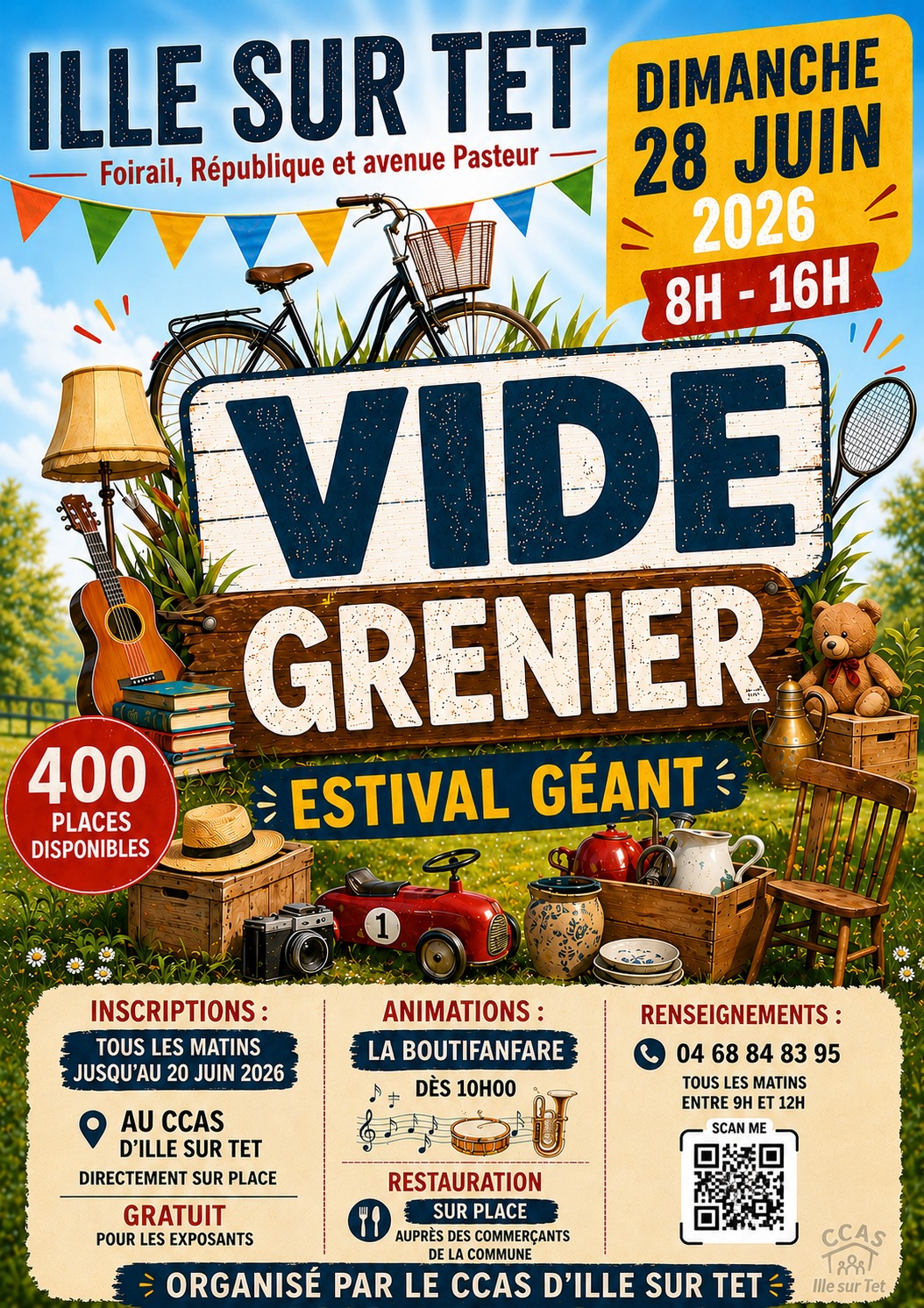 Affiche du vide grenier du dimanche 28 juin
